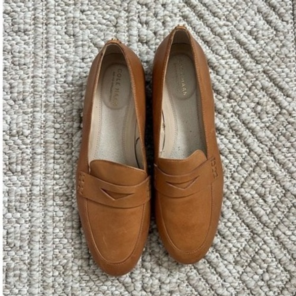 Cole Haan Go-To Collection British Tan Leather Penny Loafers W21630 Mens 7B